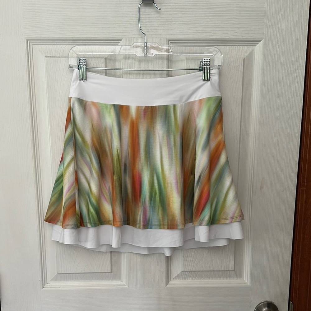 NWT Calia White and Green Golf Skort in Rainwater Waist 13.5" with Stretch